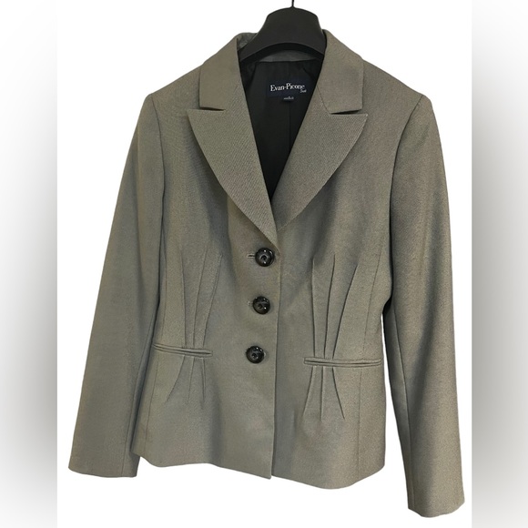 Evan Picone Button Tailored Minimalist 90s Y2K Business Casual Office 4 Gray - Picture 9 of 9